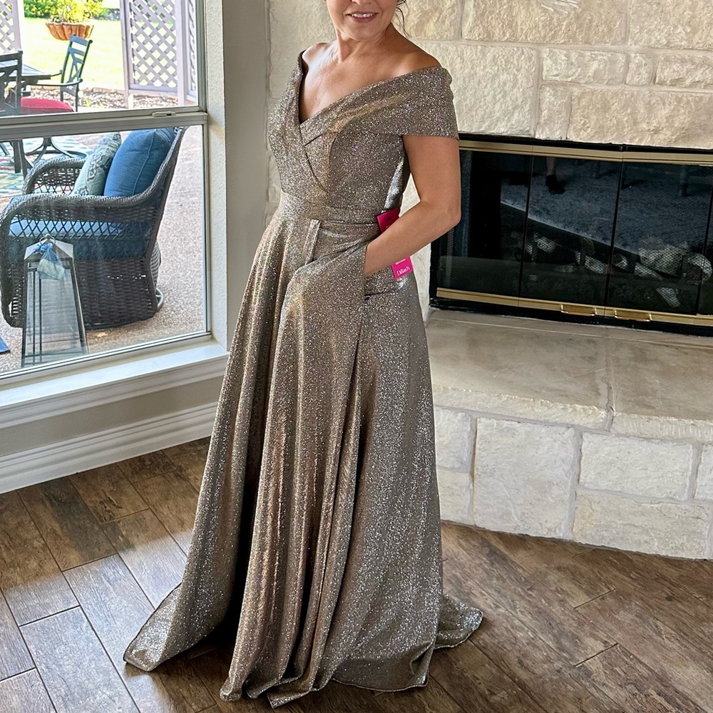 Xscape off shoulder ballroom gown